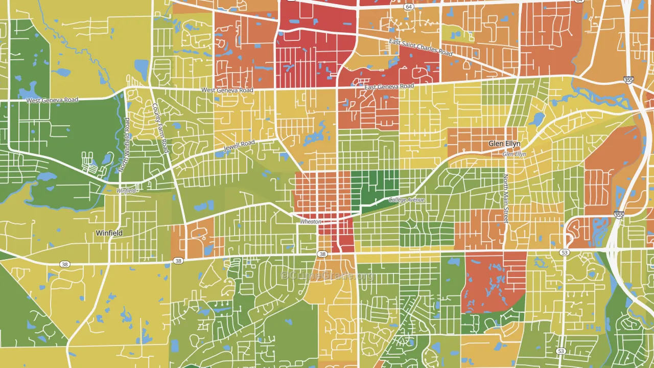60187, IL Map of Drug-Related Crime Rates