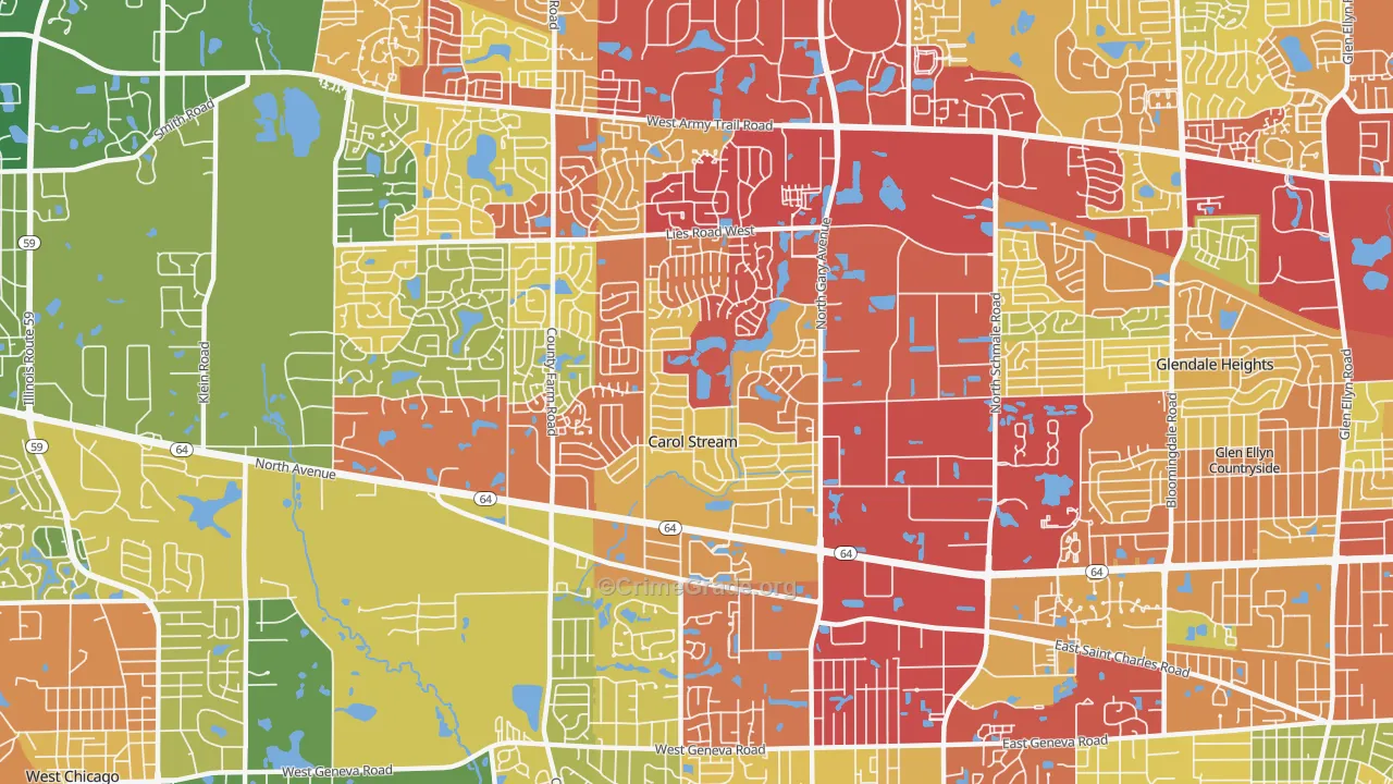 60188, IL Map of Drug-Related Crime Rates