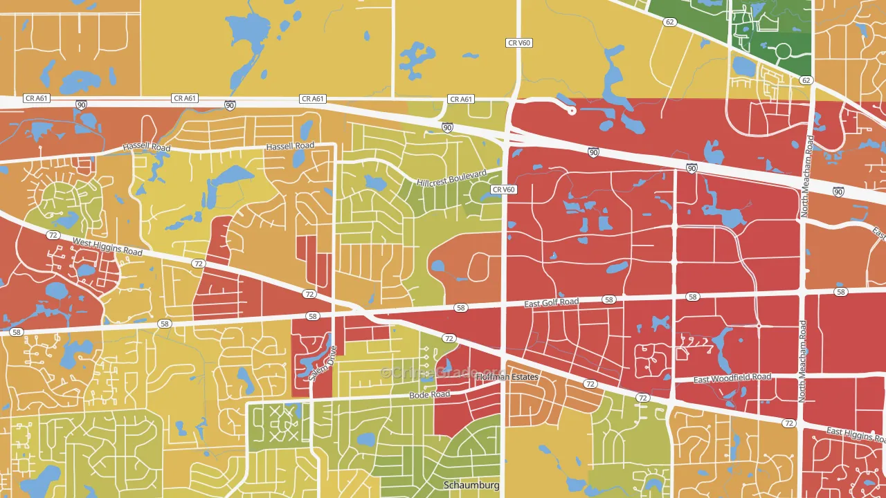 60195, IL Map of Drug-Related Crime Rates