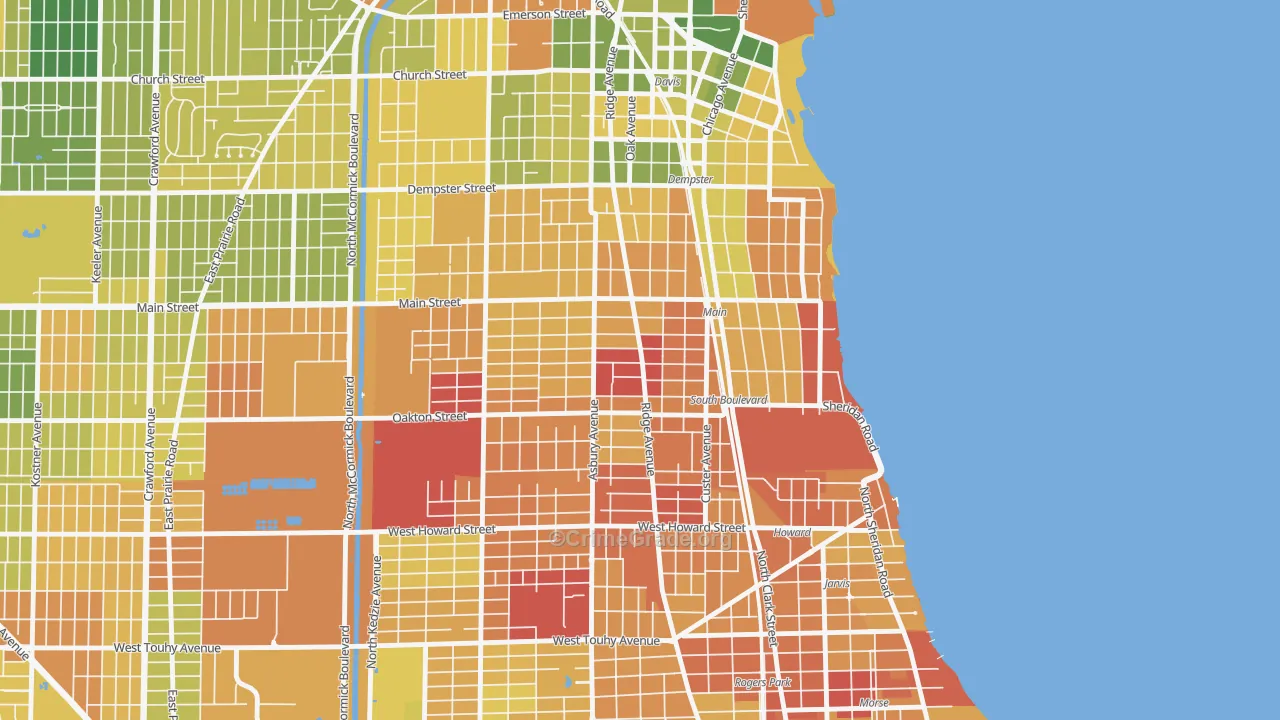 60202, IL Map of Drug-Related Crime Rates