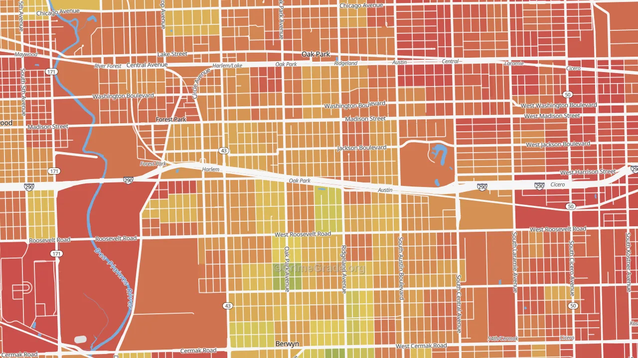 60304, IL Map of Drug-Related Crime Rates
