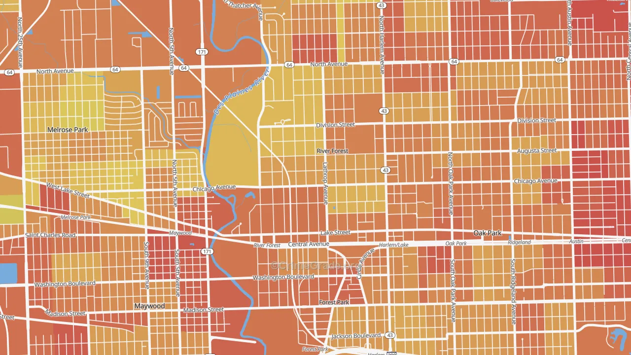 60305, IL Map of Drug-Related Crime Rates