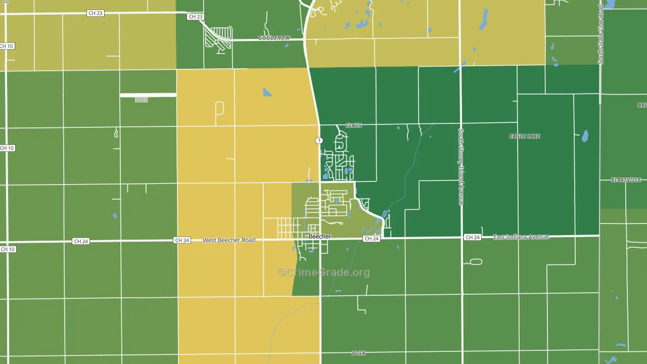 60401, IL Map of Drug-Related Crime Rates