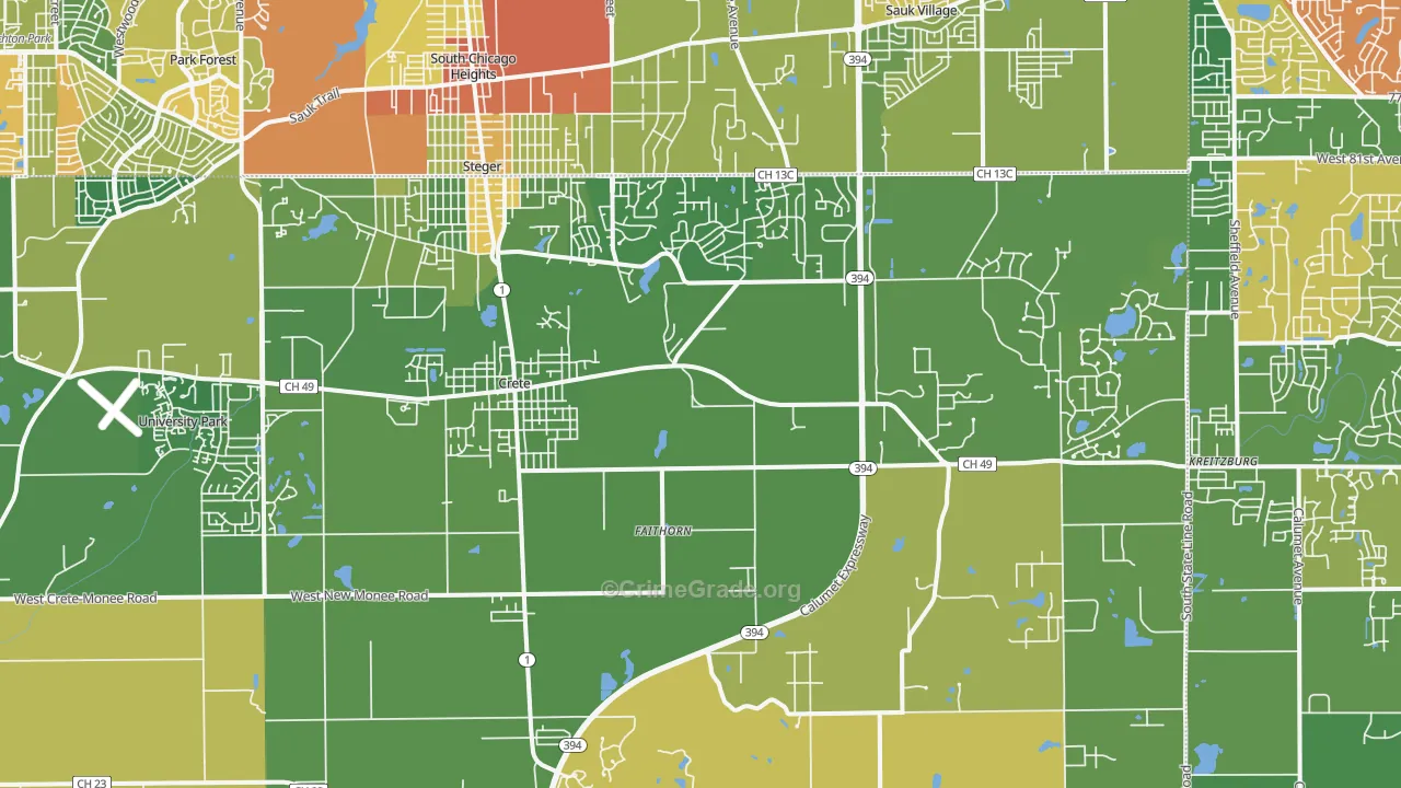 60417, IL Map of Drug-Related Crime Rates