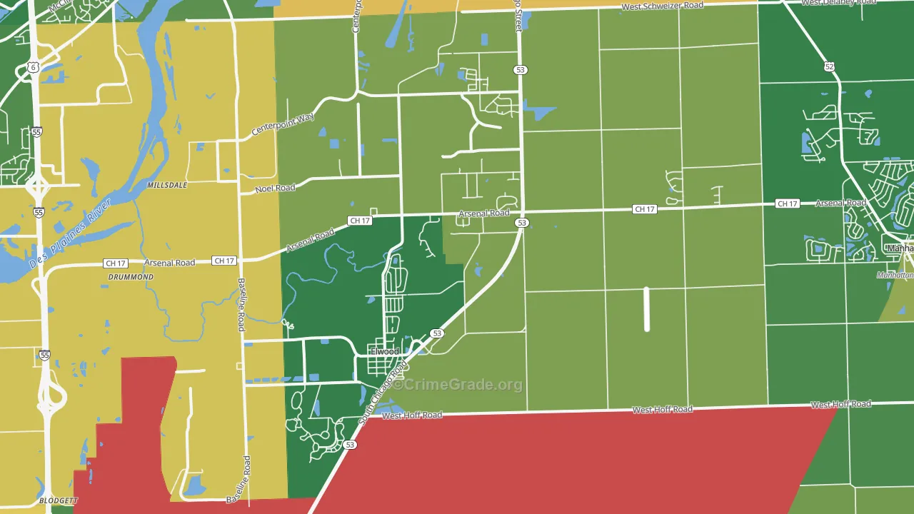 60421, IL Map of Drug-Related Crime Rates