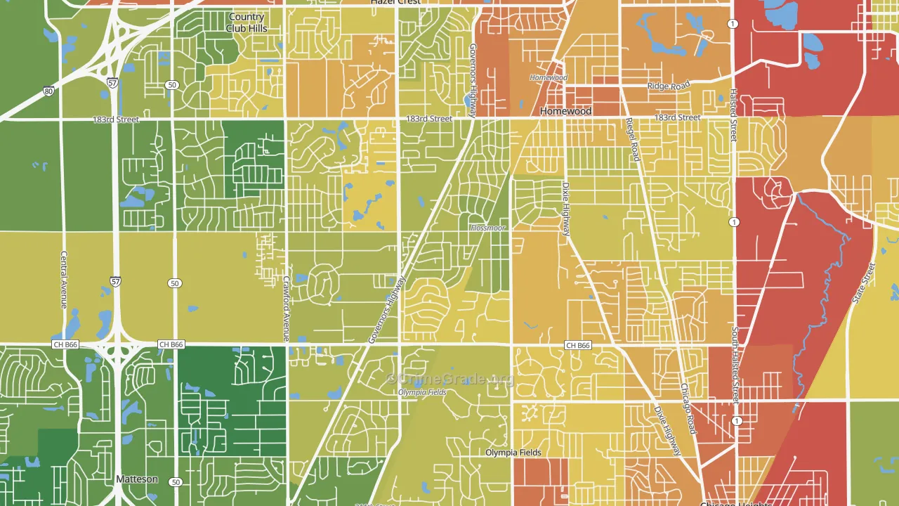 60422, IL Map of Drug-Related Crime Rates