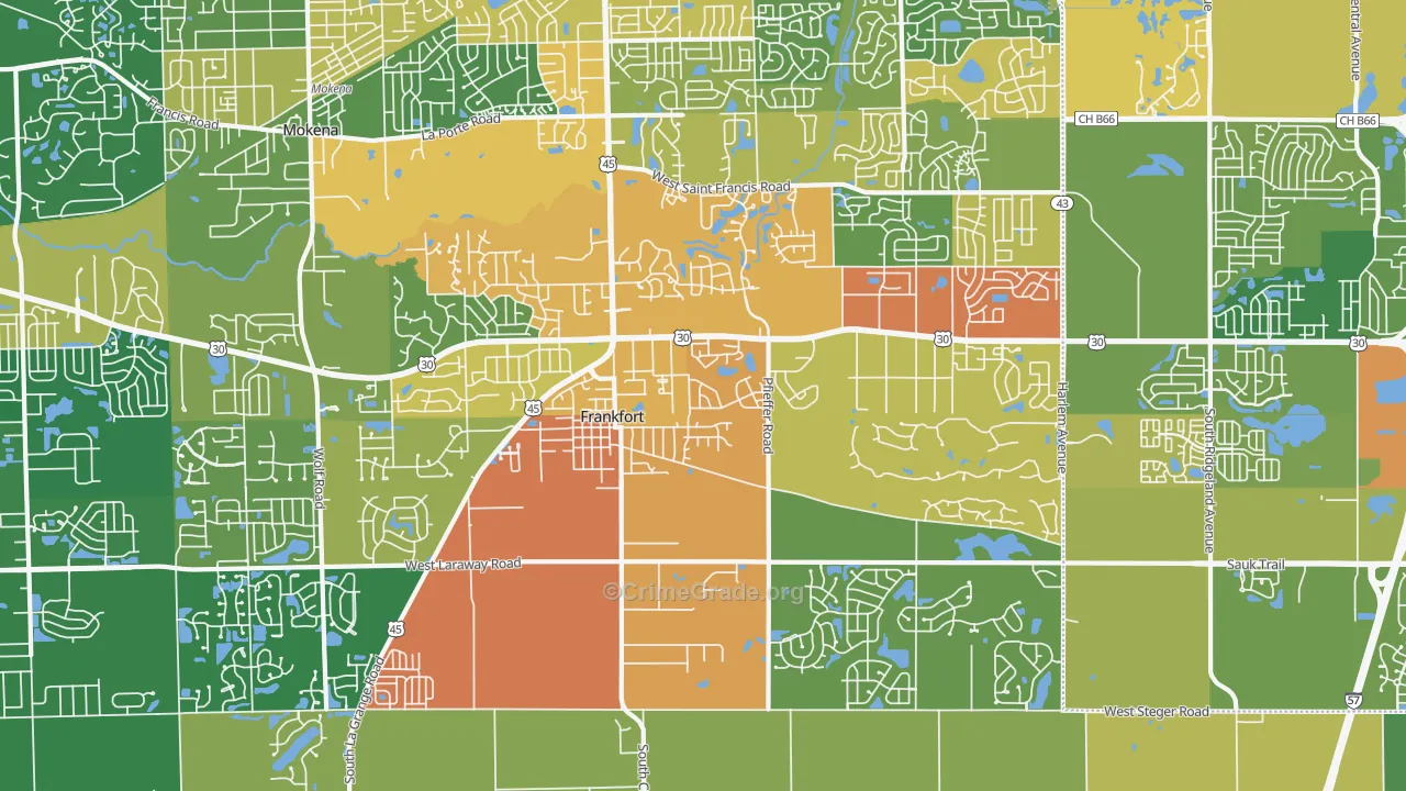 60423, IL Map of Drug-Related Crime Rates
