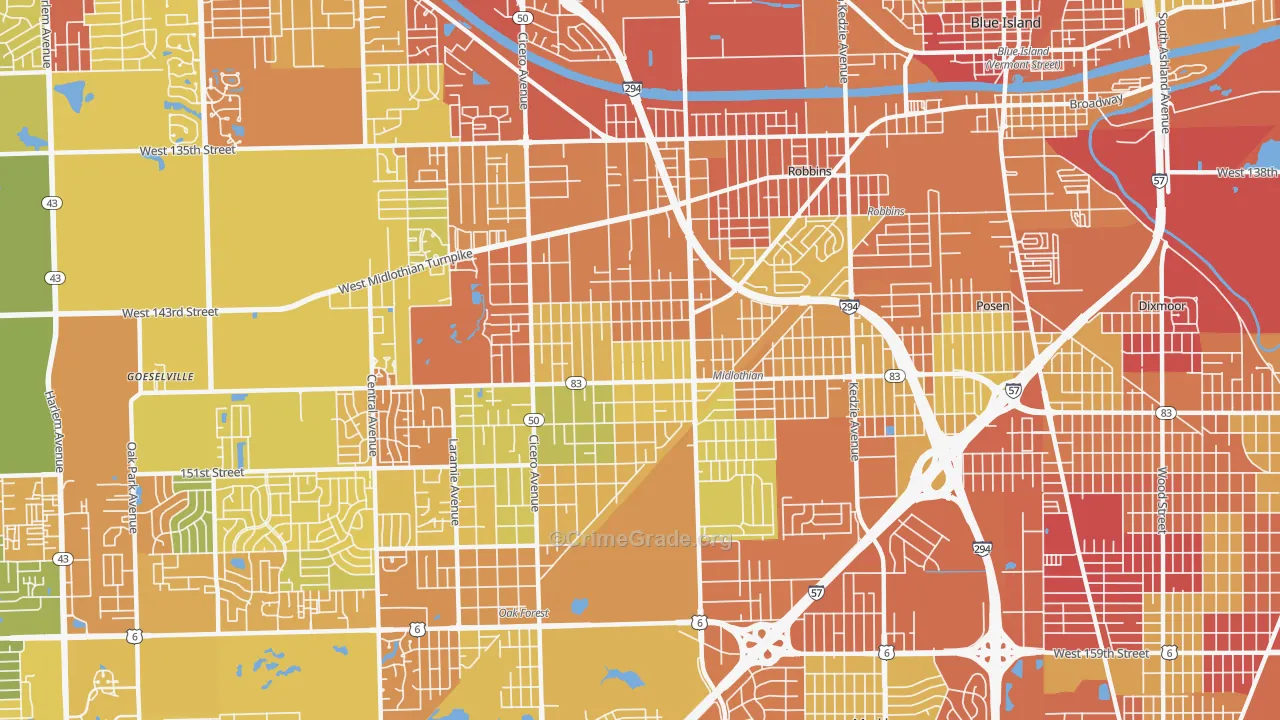 60445, IL Map of Drug-Related Crime Rates