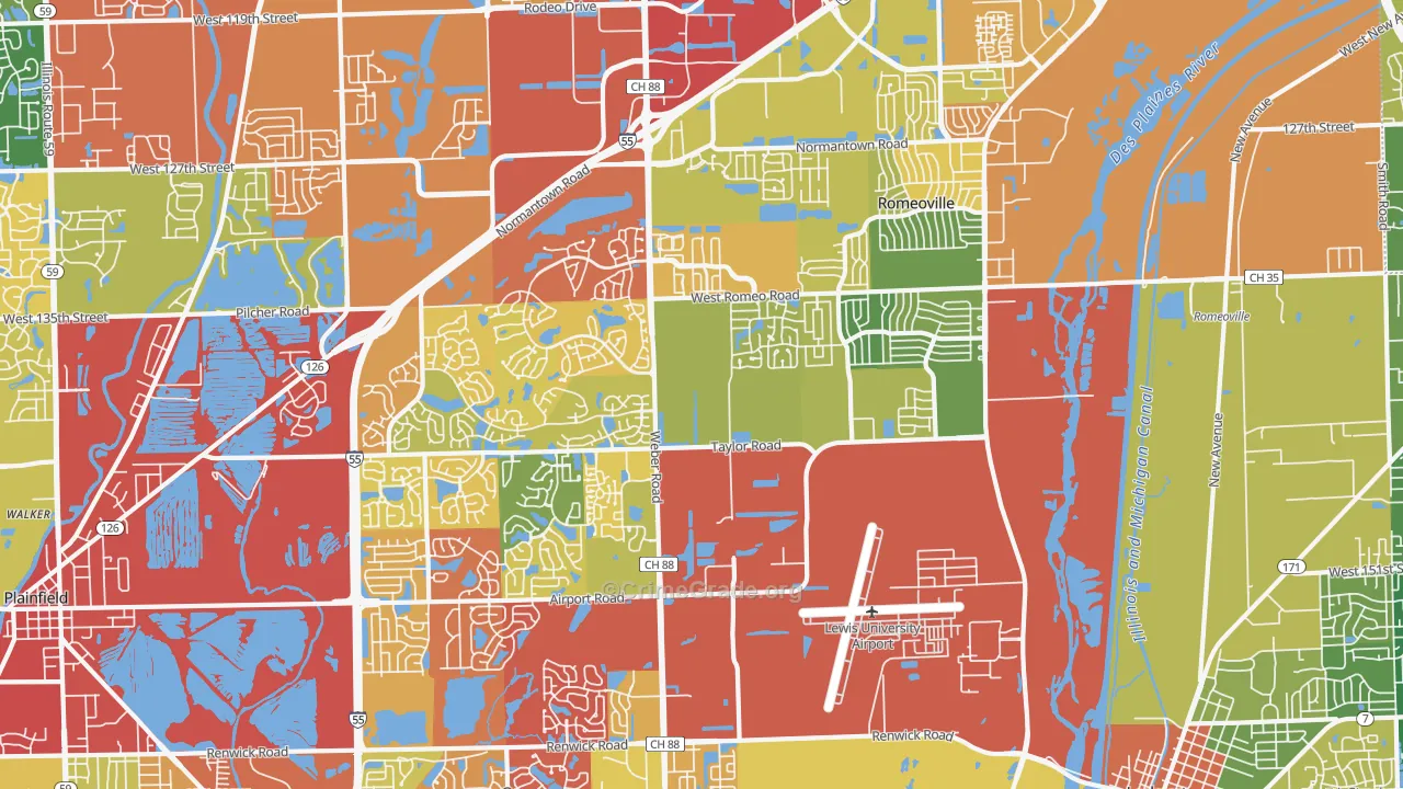 60446, IL Map of Drug-Related Crime Rates