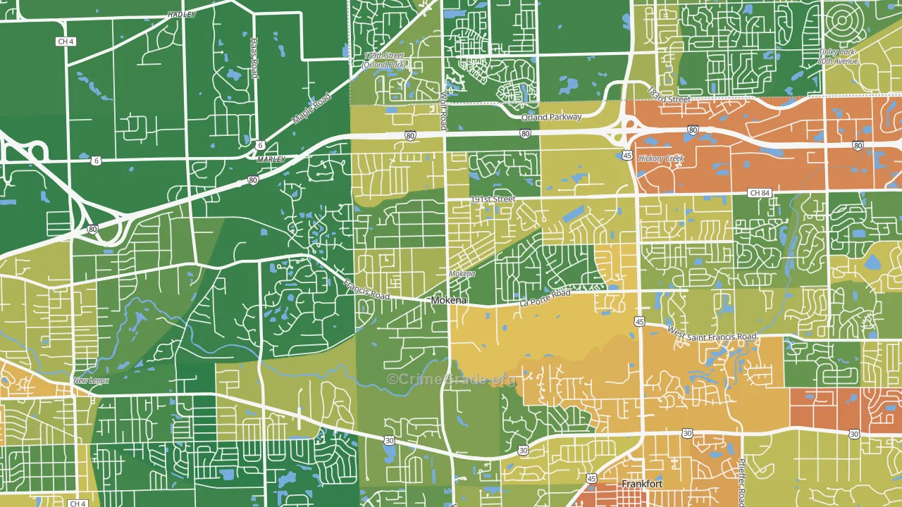 60448, IL Map of Drug-Related Crime Rates