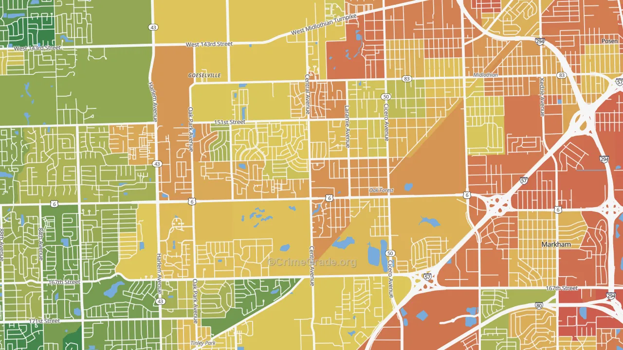 60452, IL Map of Drug-Related Crime Rates