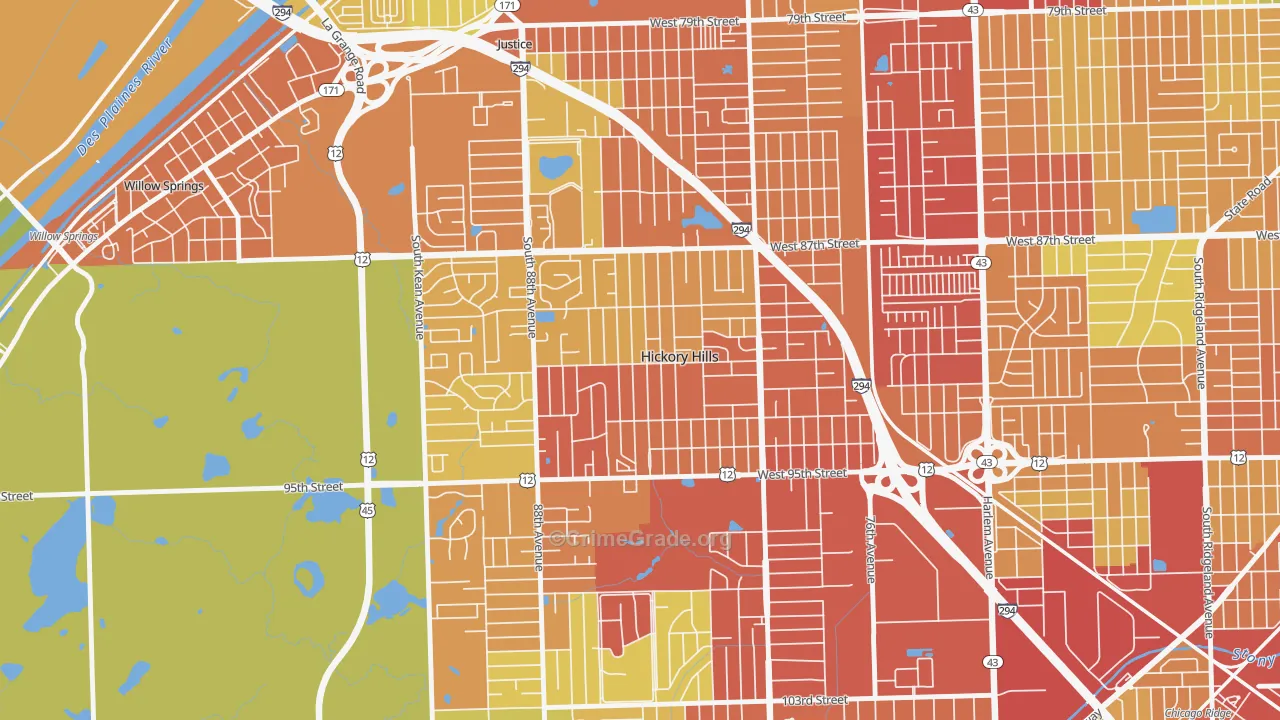 60457, IL Map of Drug-Related Crime Rates