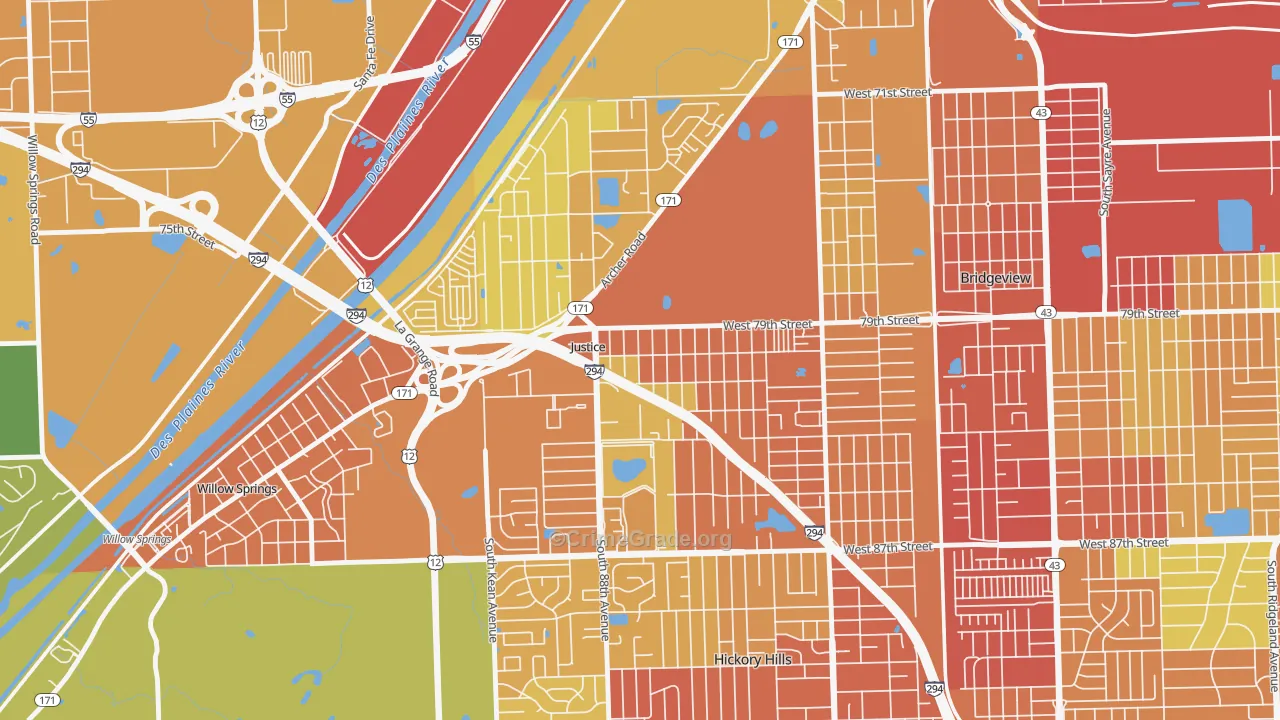 60458, IL Map of Drug-Related Crime Rates