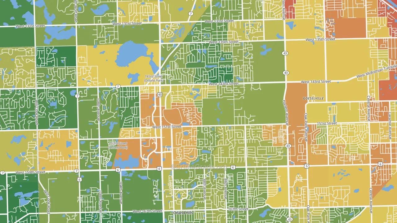 60462, IL Map of Drug-Related Crime Rates