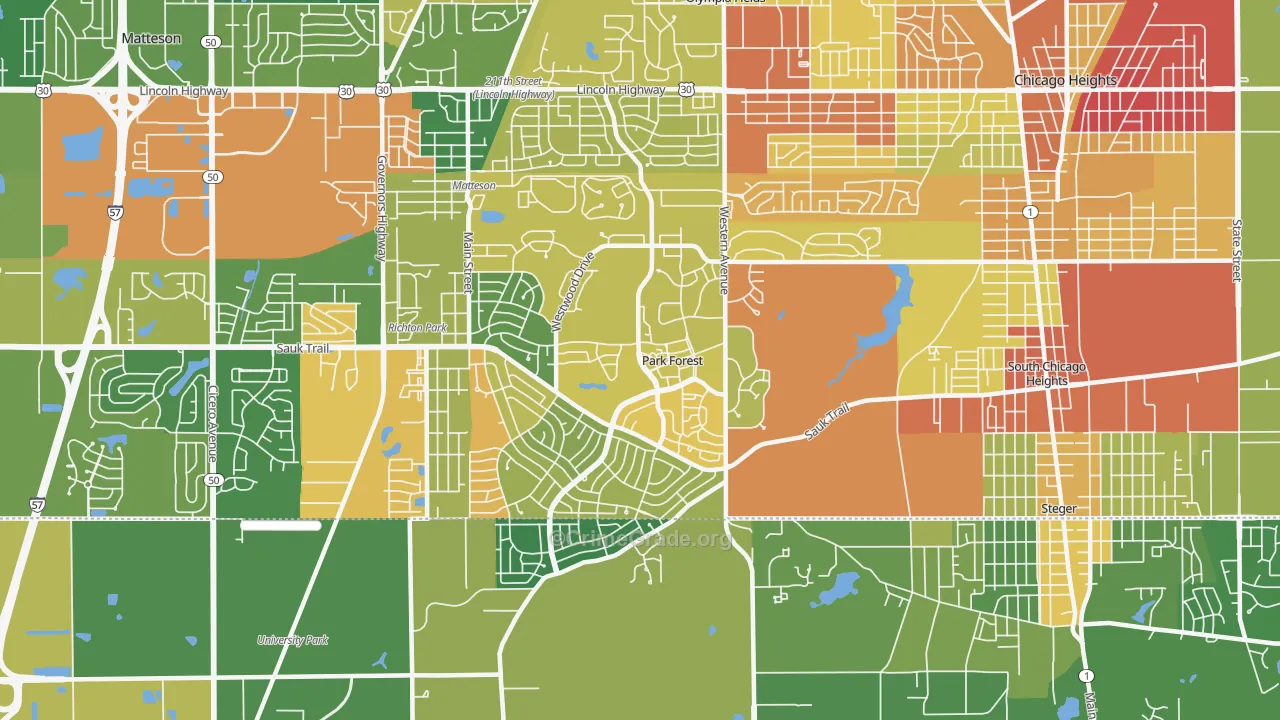 60466, IL Map of Drug-Related Crime Rates