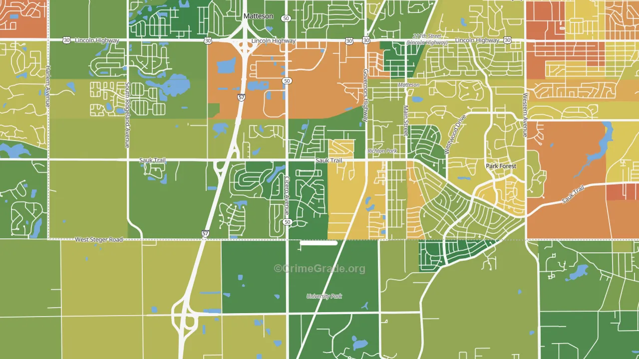 60471, IL Map of Drug-Related Crime Rates