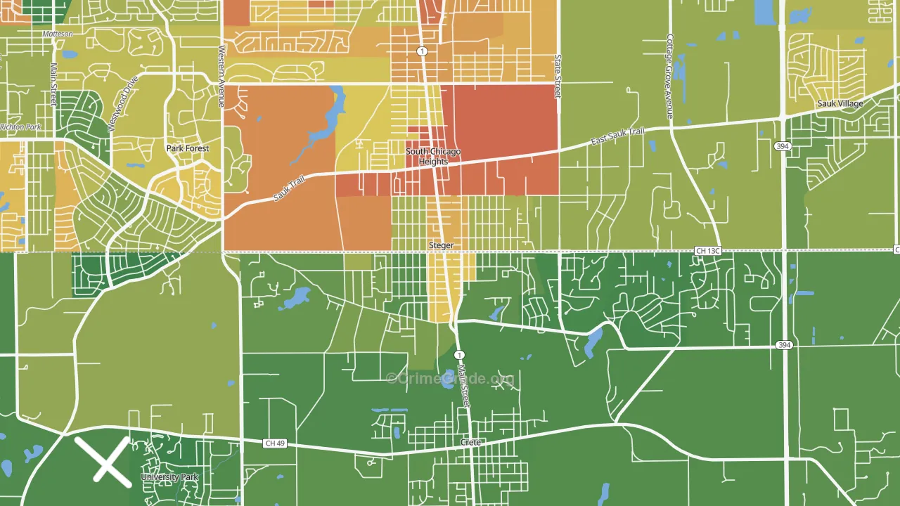 60475, IL Map of Drug-Related Crime Rates