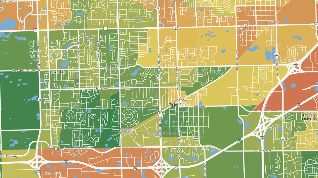 60477, IL Map of Drug-Related Crime Rates