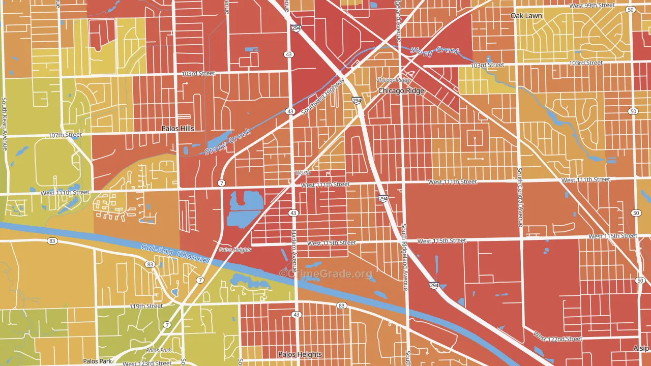 60482, IL Map of Drug-Related Crime Rates