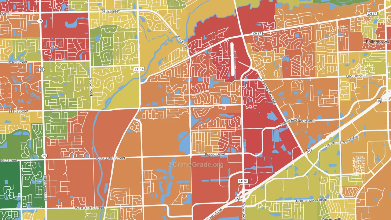 60490, IL Map of Drug-Related Crime Rates