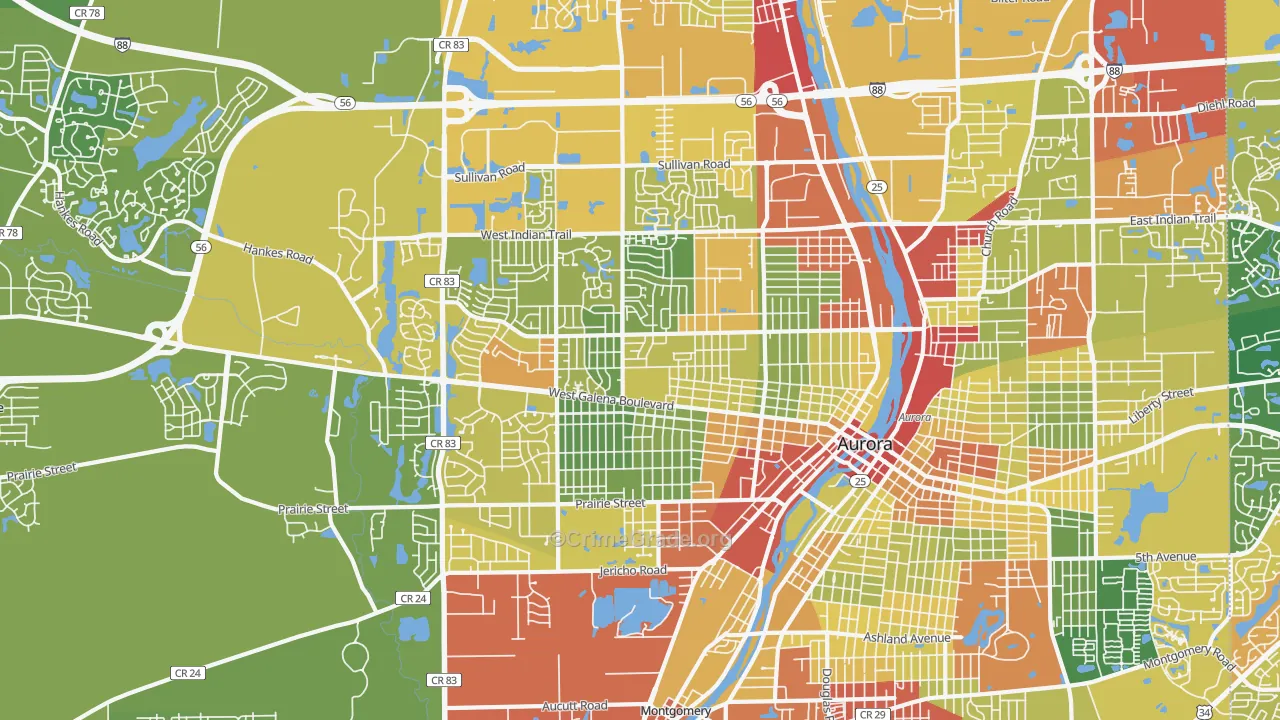 60506, IL Map of Drug-Related Crime Rates