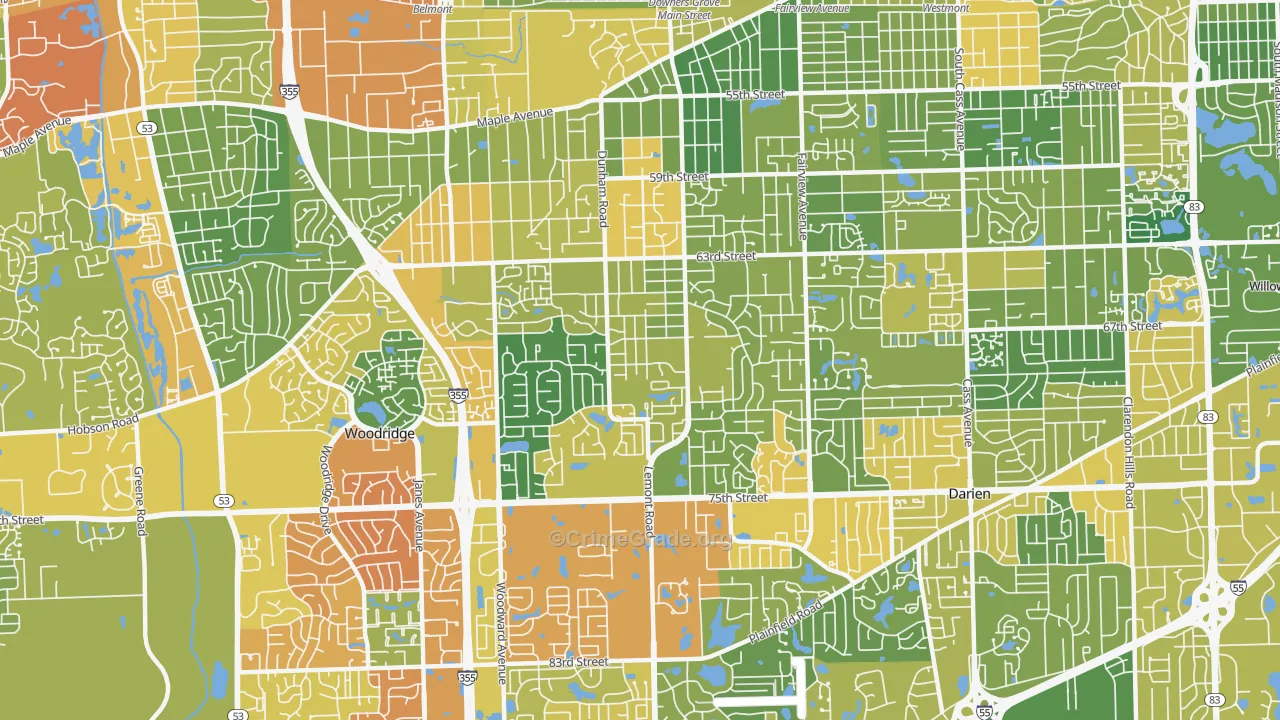 60516, IL Map of Drug-Related Crime Rates