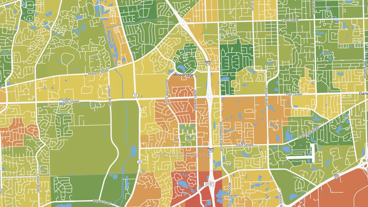 60517, IL Map of Drug-Related Crime Rates