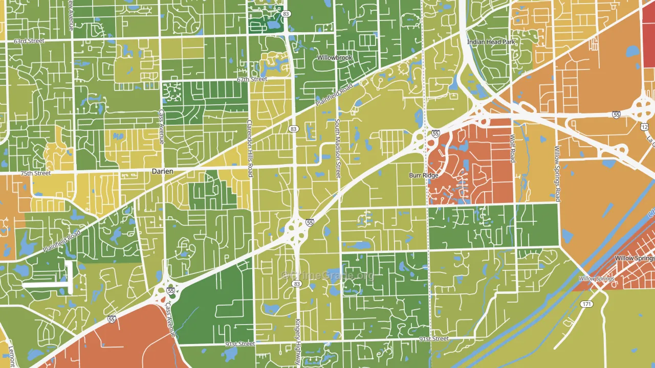 60527, IL Map of Drug-Related Crime Rates