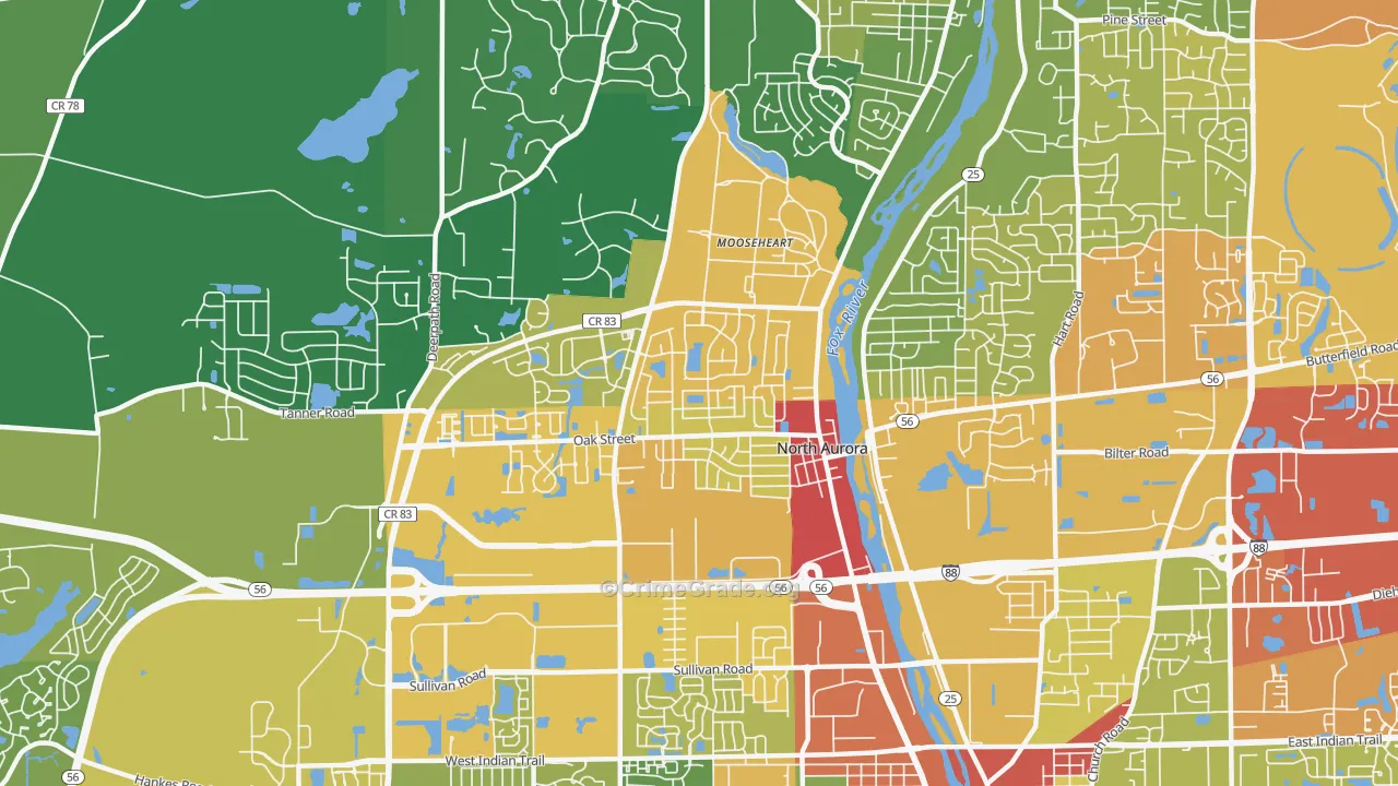60542, IL Map of Drug-Related Crime Rates