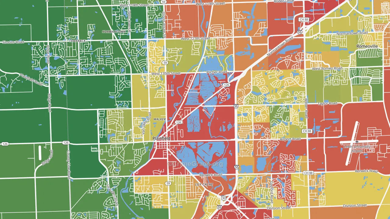 60544, IL Map of Drug-Related Crime Rates