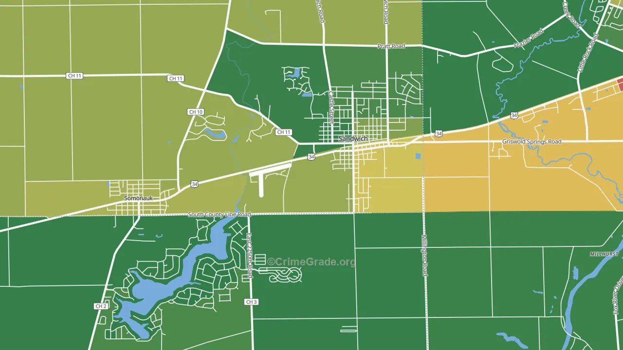 60548, IL Map of Drug-Related Crime Rates