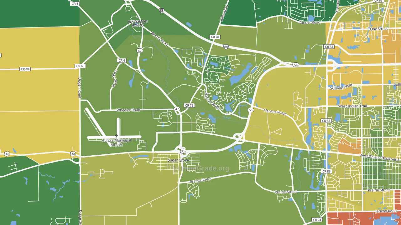 60554, IL Map of Drug-Related Crime Rates