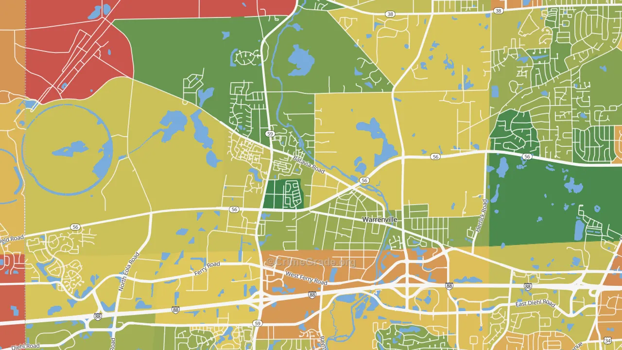 60555, IL Map of Drug-Related Crime Rates