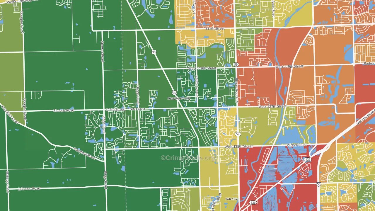 60585, IL Map of Drug-Related Crime Rates