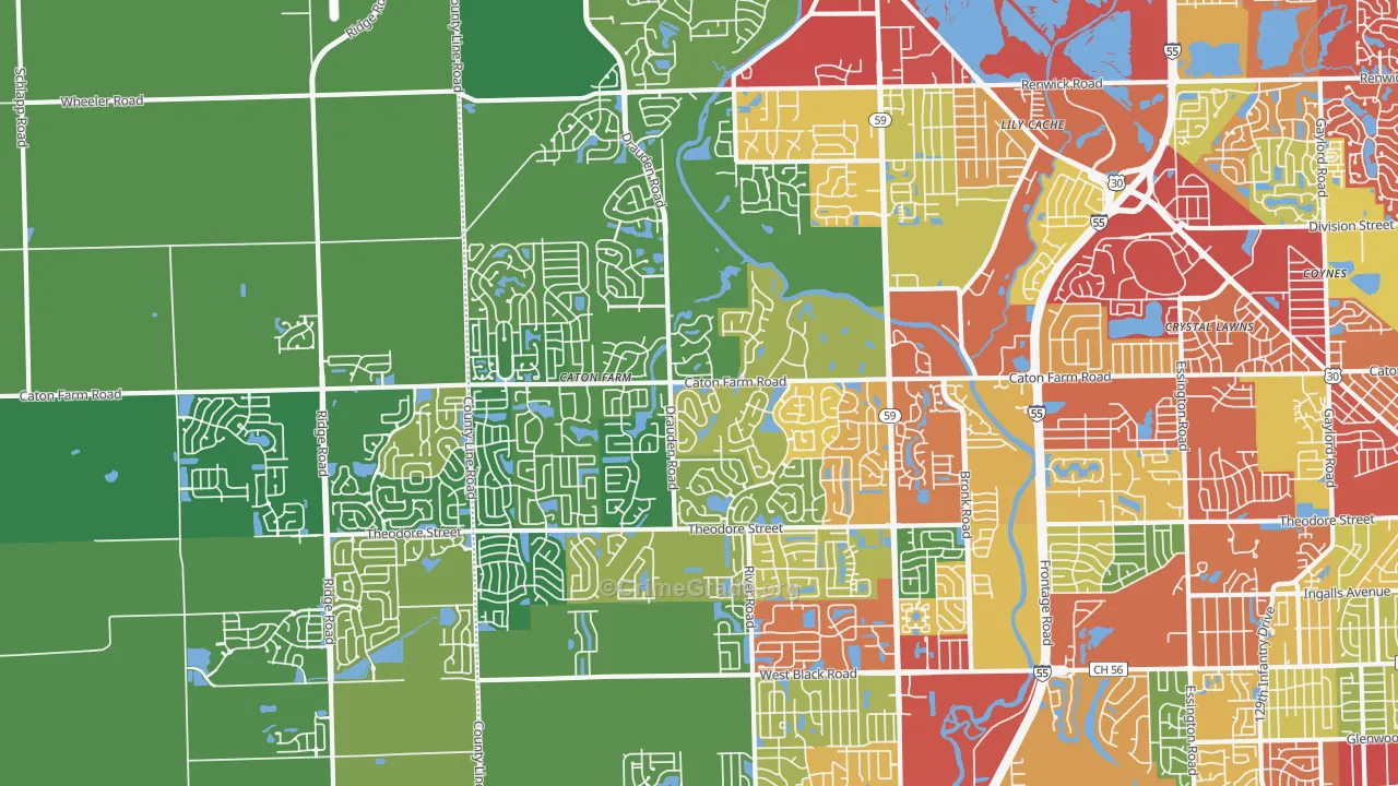 60586, IL Map of Drug-Related Crime Rates