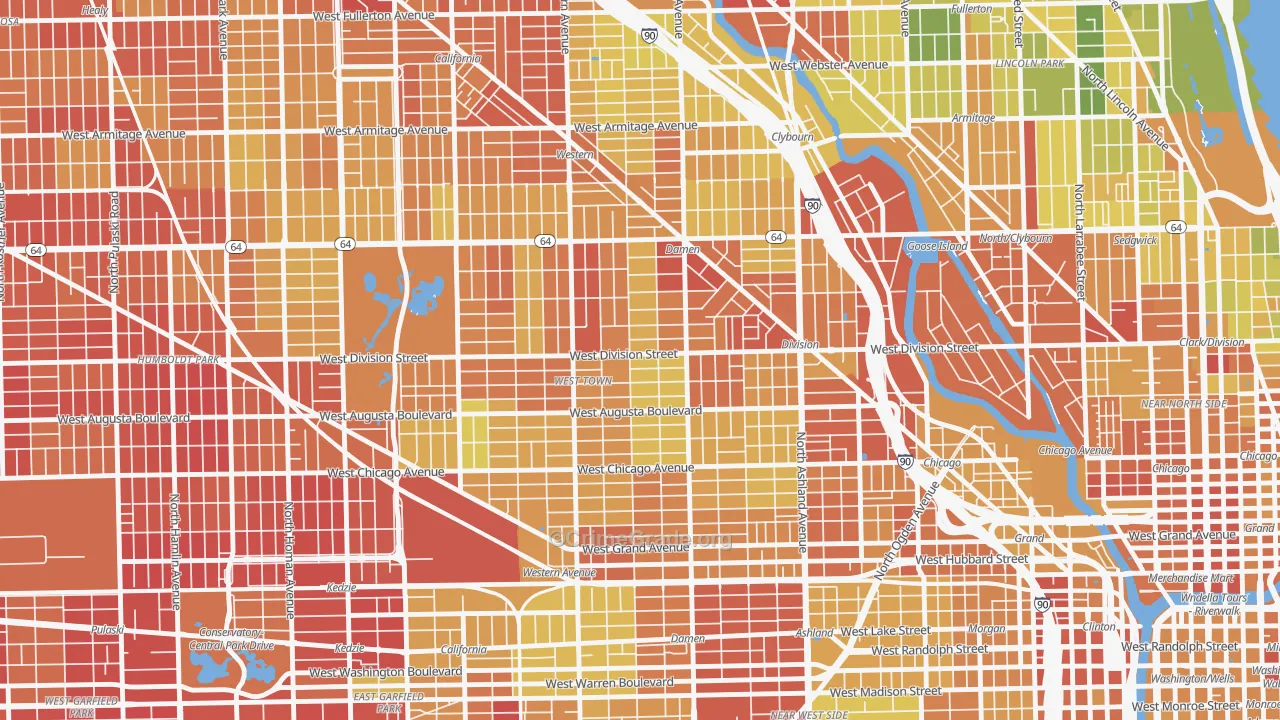 60622, IL Map of Drug-Related Crime Rates