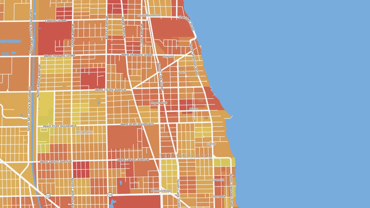 60626, IL Map of Drug-Related Crime Rates