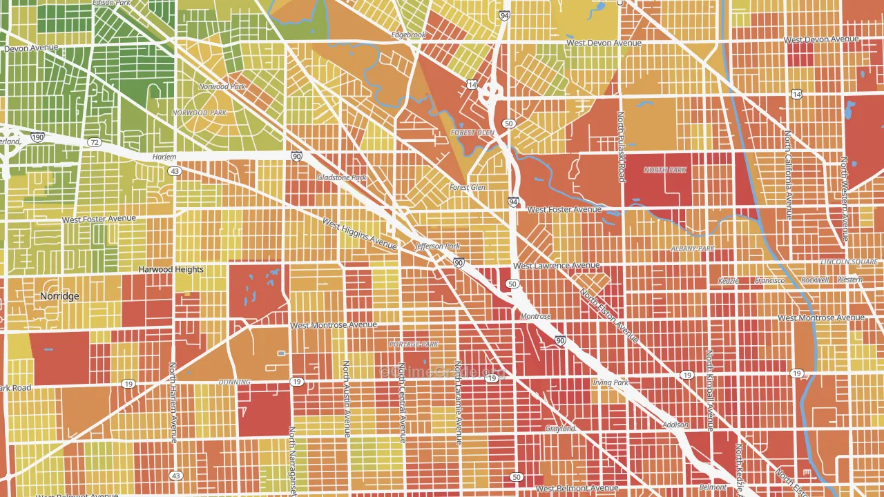 60630, IL Map of Drug-Related Crime Rates
