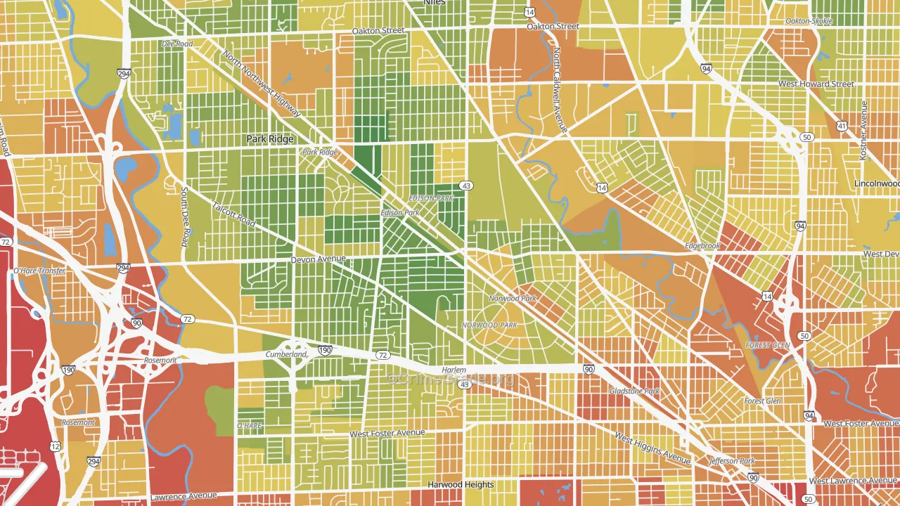 60631, IL Map of Drug-Related Crime Rates