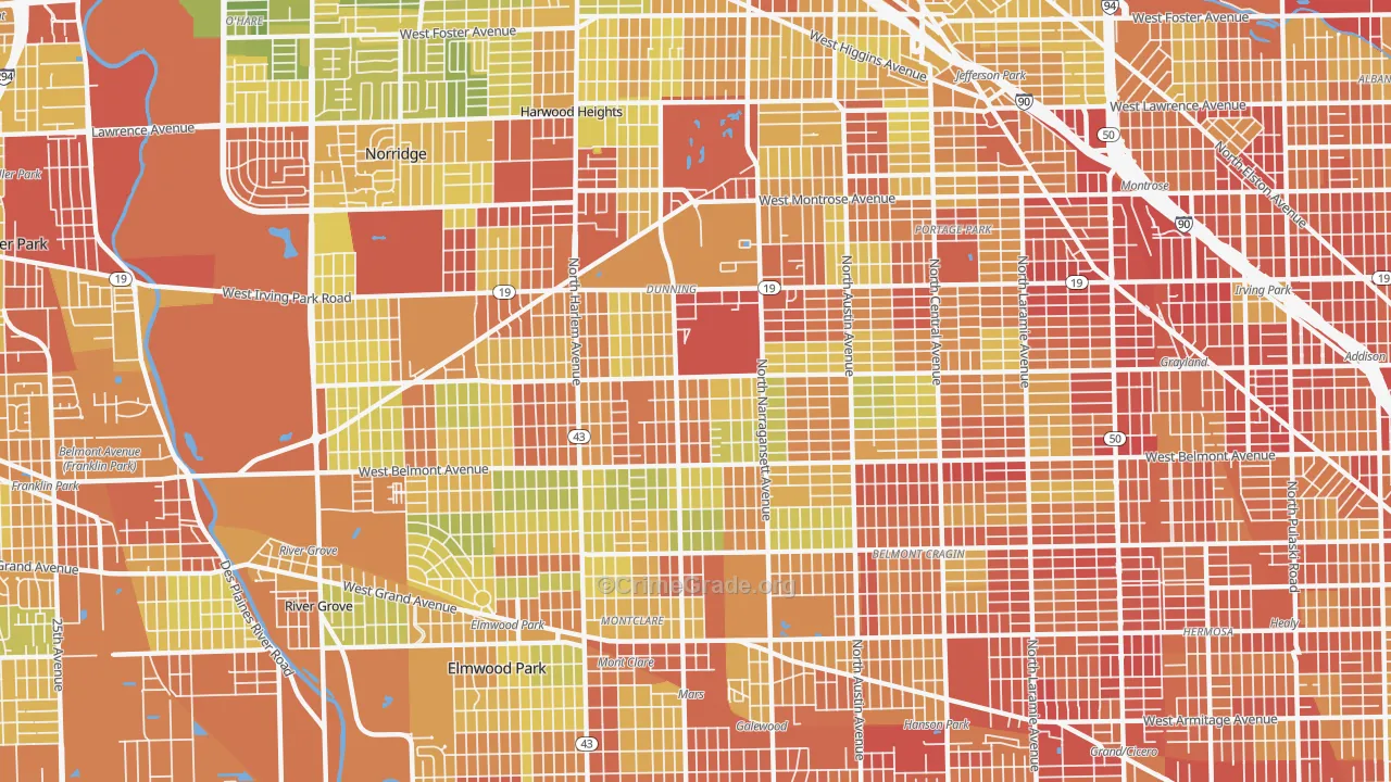 60634, IL Map of Drug-Related Crime Rates