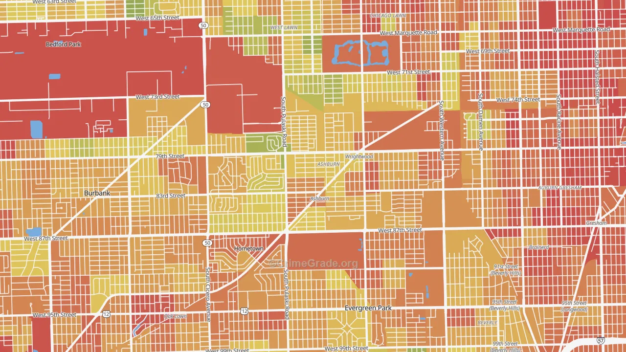 60652, IL Map of Drug-Related Crime Rates