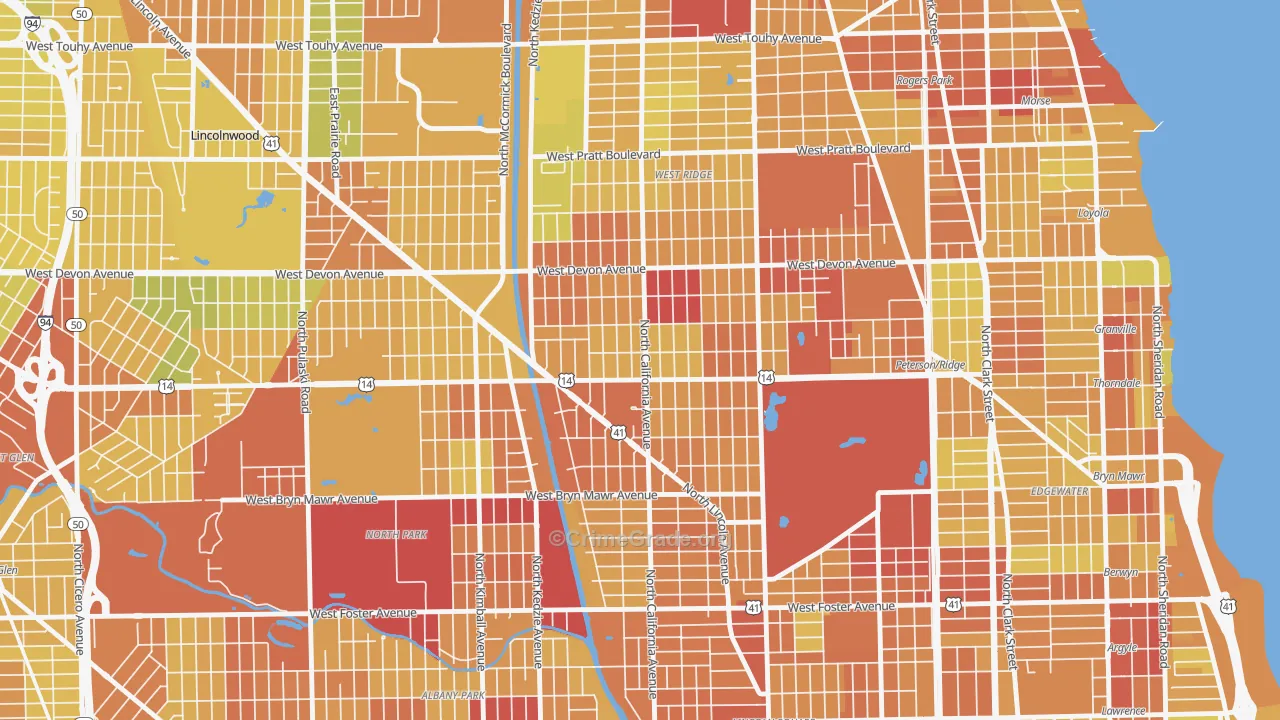 60659, IL Map of Drug-Related Crime Rates