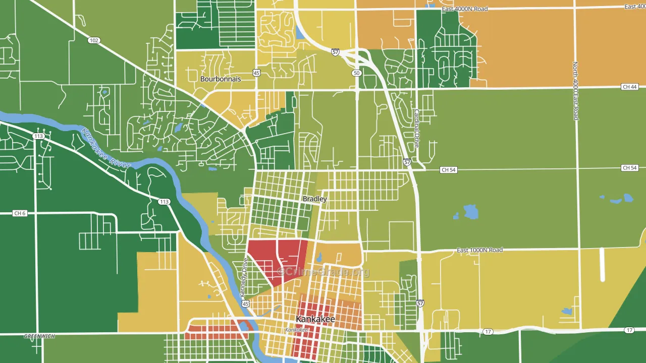 60915, IL Map of Drug-Related Crime Rates