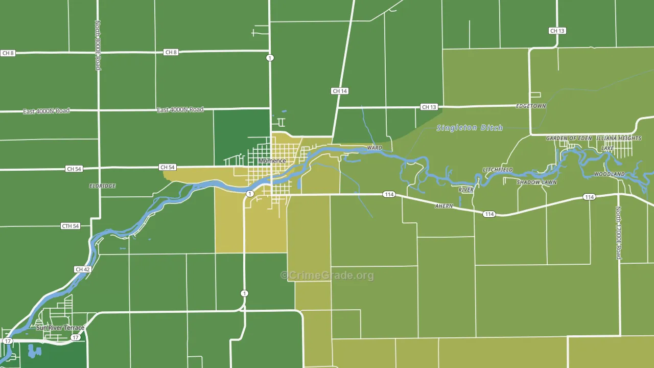 60954, IL Map of Drug-Related Crime Rates