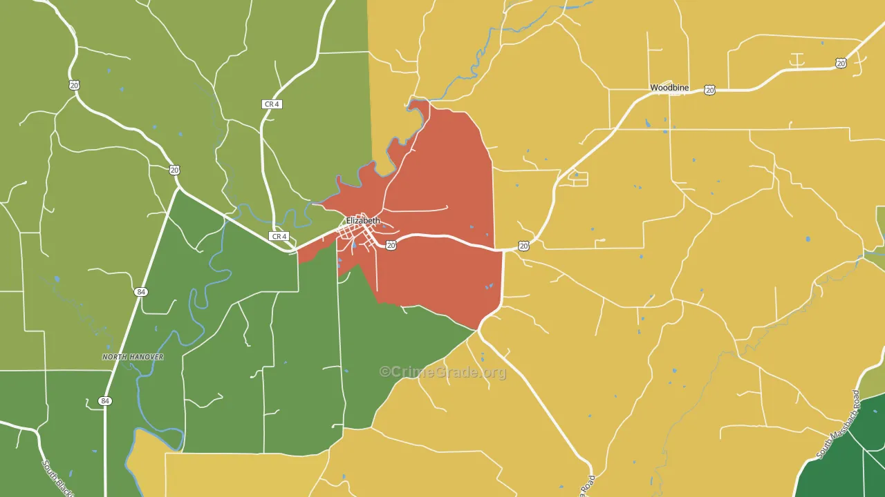 61028, IL Map of Drug-Related Crime Rates