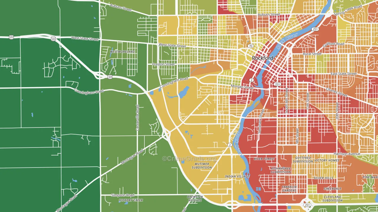 61102, IL Map of Drug-Related Crime Rates