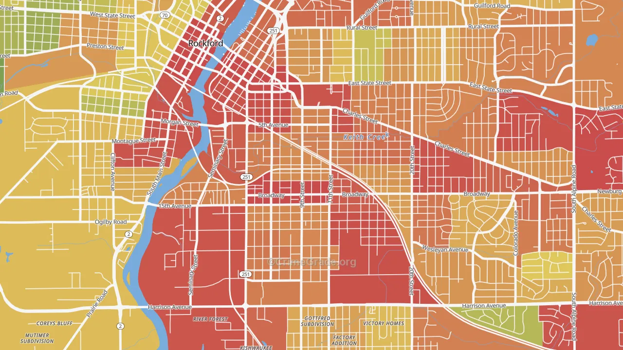 61104, IL Map of Drug-Related Crime Rates