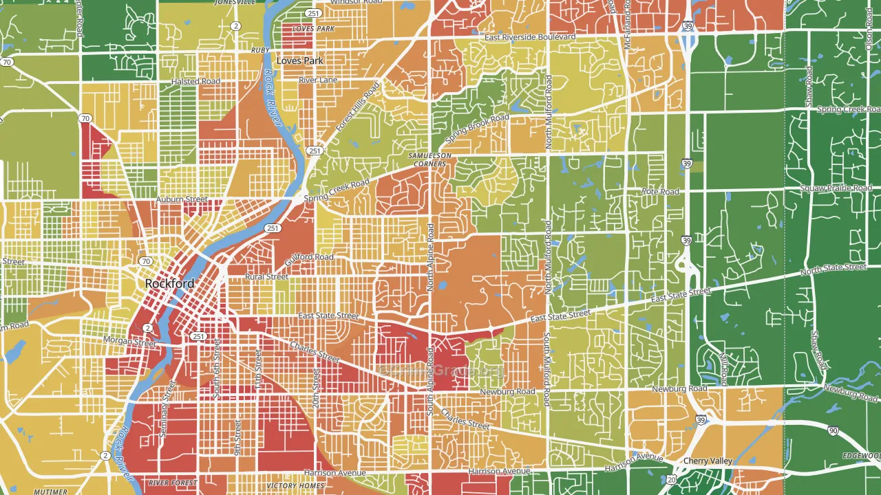 61107, IL Map of Drug-Related Crime Rates