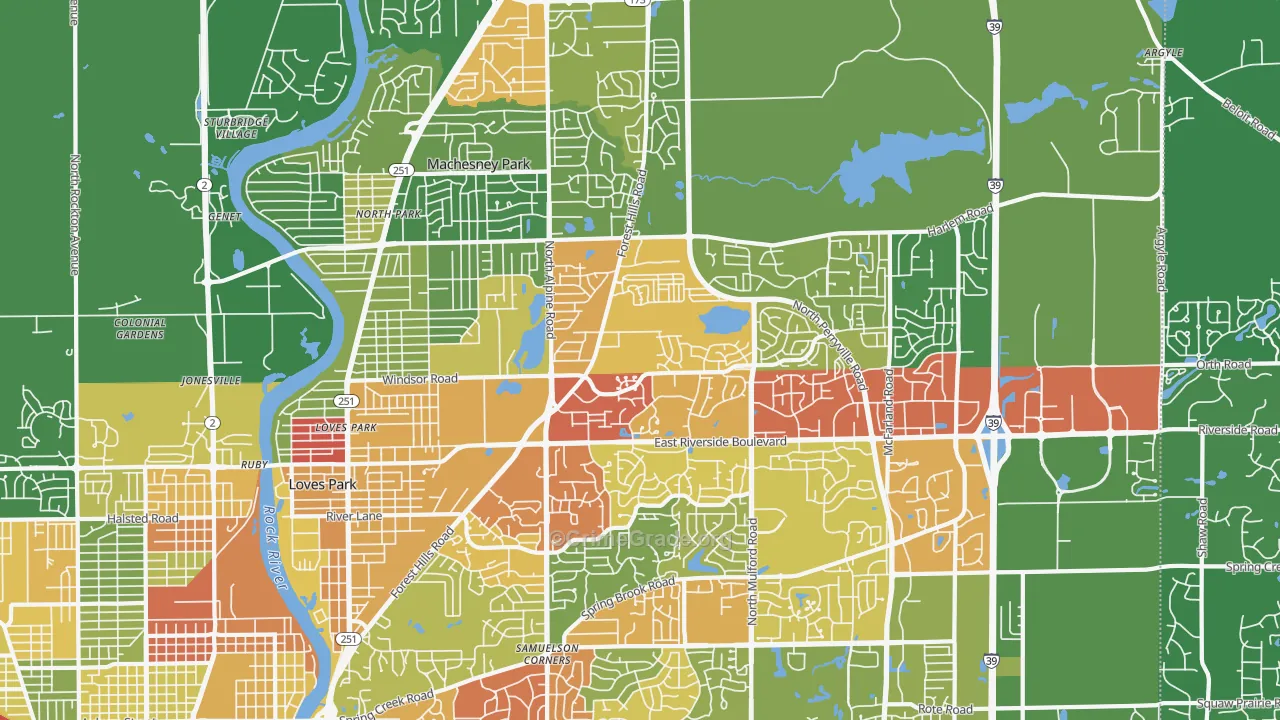 61111, IL Map of Drug-Related Crime Rates