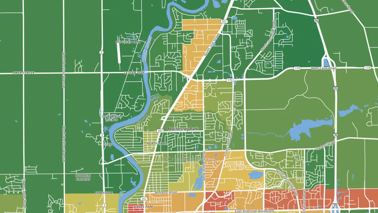 61115, IL Map of Drug-Related Crime Rates